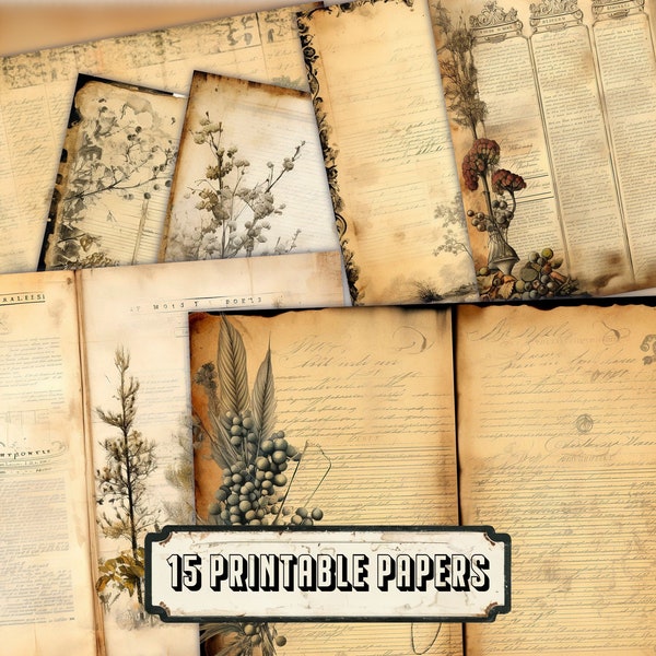 Forest Background Digital Junk Journal Collage Printable for Invitations, Planners, Journaling, Junk Journals | Nature Journal Paper