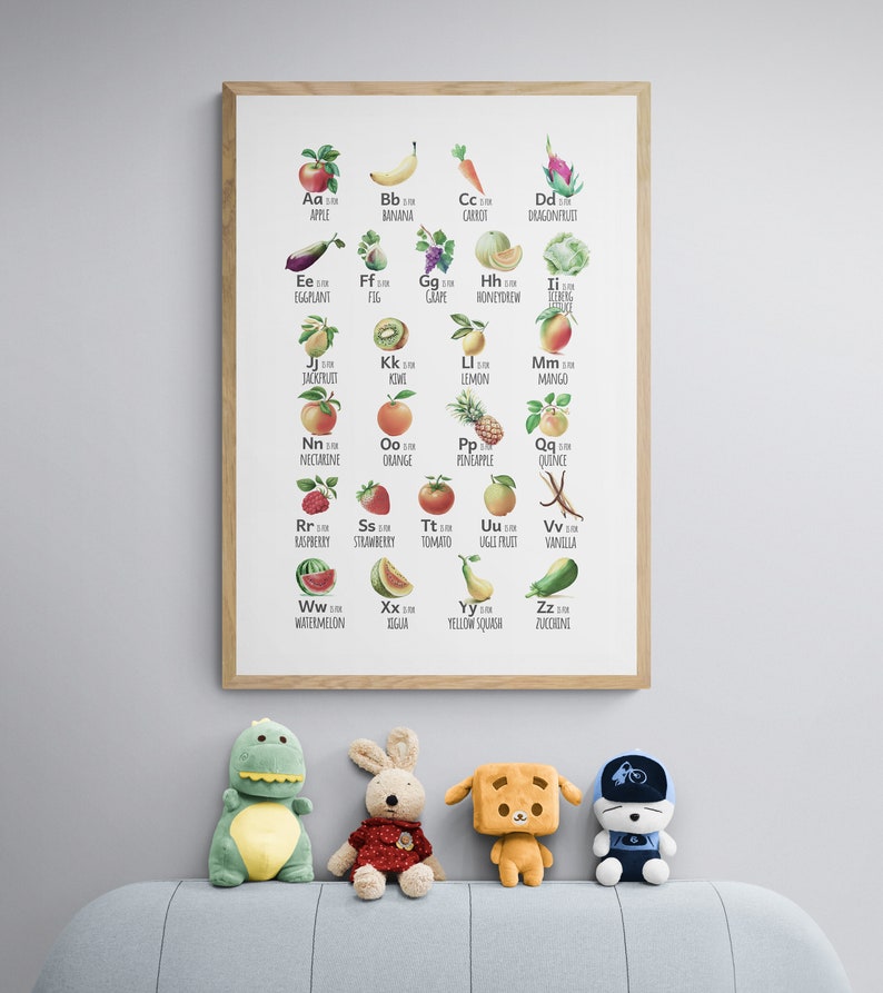 Fruit and Vegetables Alphabet Print AZ Food Fruit and Veg Etsy