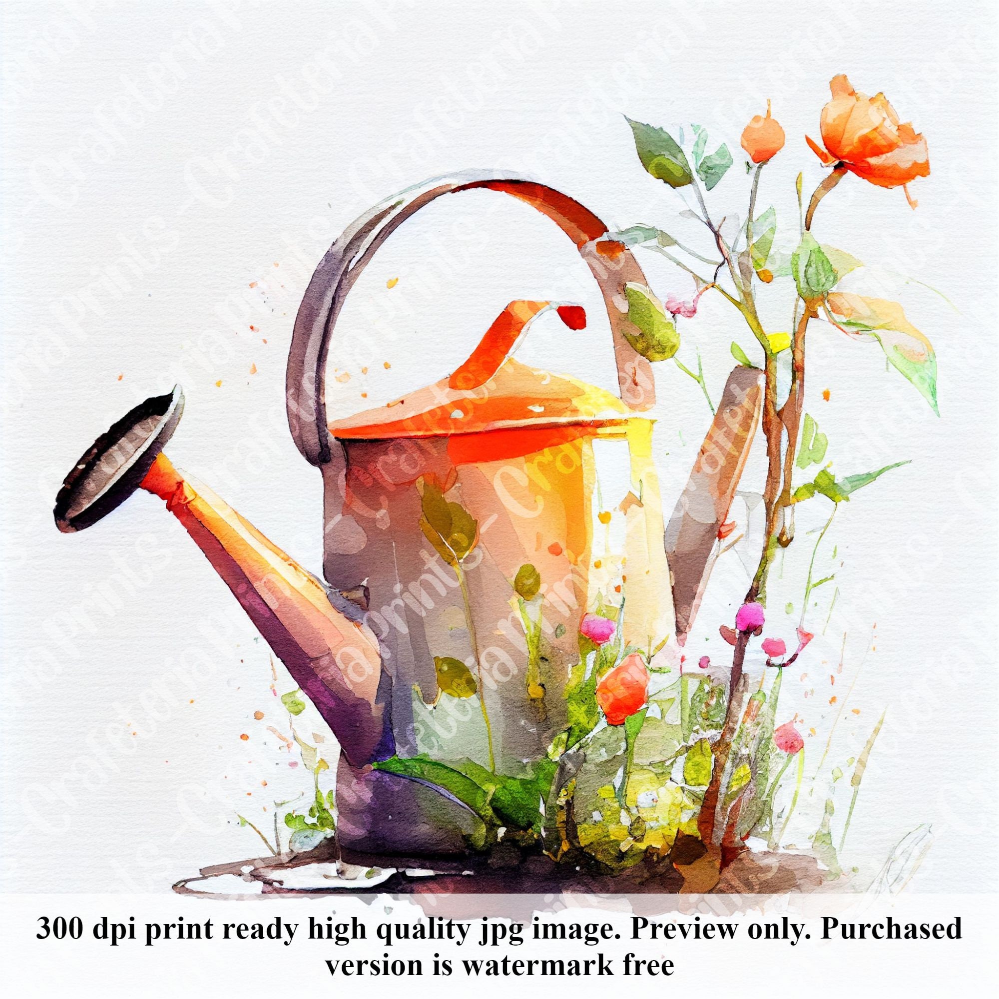 Aquarell Clipart Bilder 16 JPG Gießkanne Illustrationen mit Etsy.de