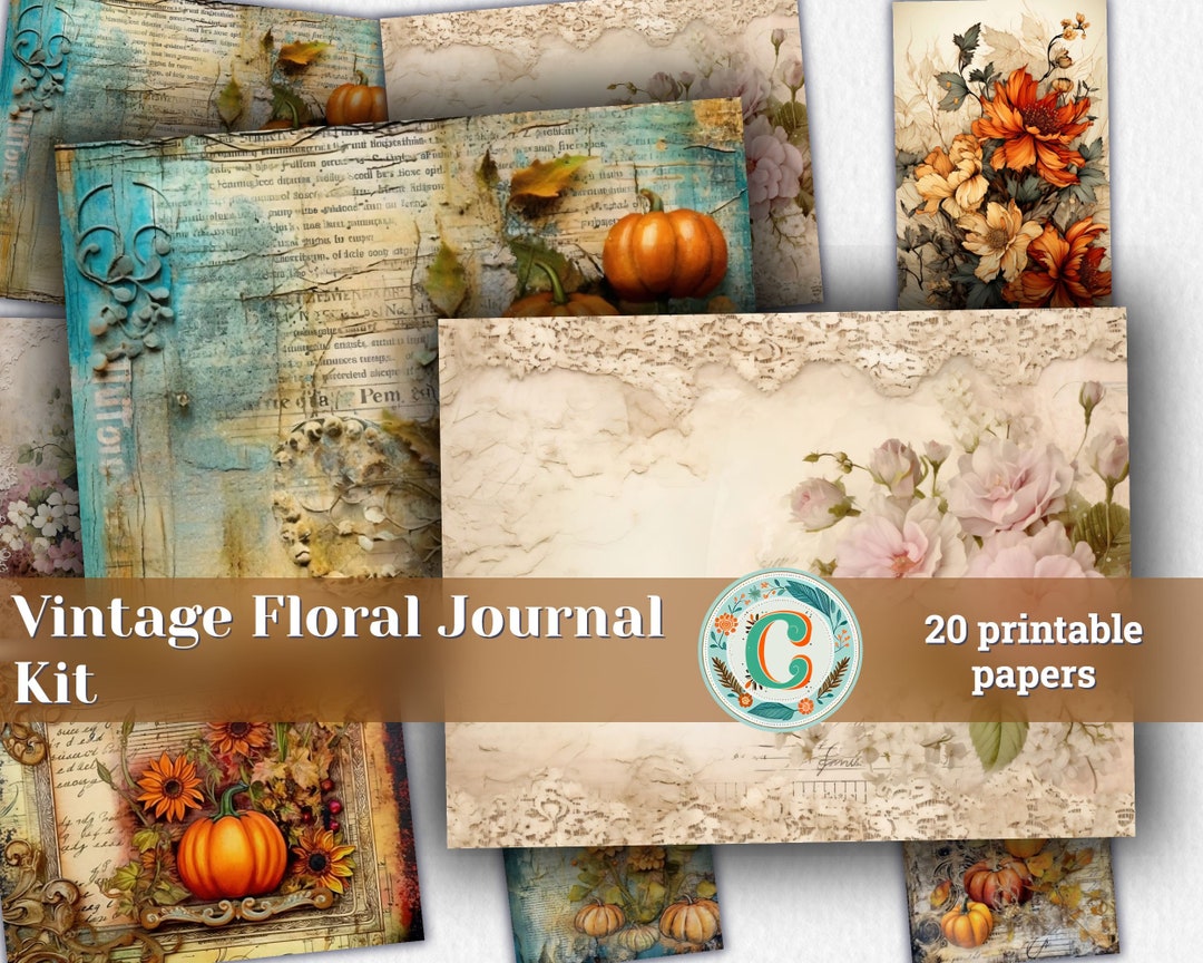 Vintage Floral Junk Journal Kit Shabby Chic Scrapbooking Papers ...