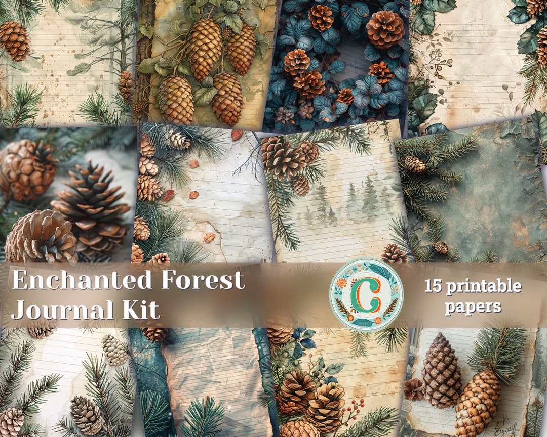 Enchanted Forest Junk Journaling Kit With Mystical Greenery Clipart ...