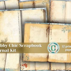 12 Papers | Vintage Shabby Chic Ephemera Junk Journal Kit, Printable Pages, Scrapbooking Paper Collection, Journaling Essentials