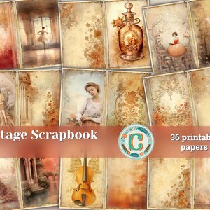 36 Papers | Vintage Shabby Chic Scrapbooking Kit, Junk Journal Printable Pages, Invitation Design Elements, Shabby Paper Journaling Kit