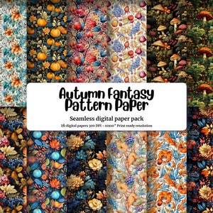 Beautiful Autumn Watercolor Fantasy Seamless Pattern Paper for Crafts and Scrapbooking, Intricate Design, High Quality Digital Download