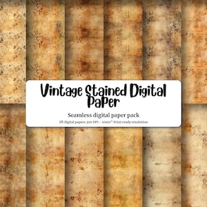 Rustic Vintage Stained Digital Paper with Distressed Texture, Antique Brown Wallpaper, Beige Backdrop for DIY Crafts and Scrapbooking