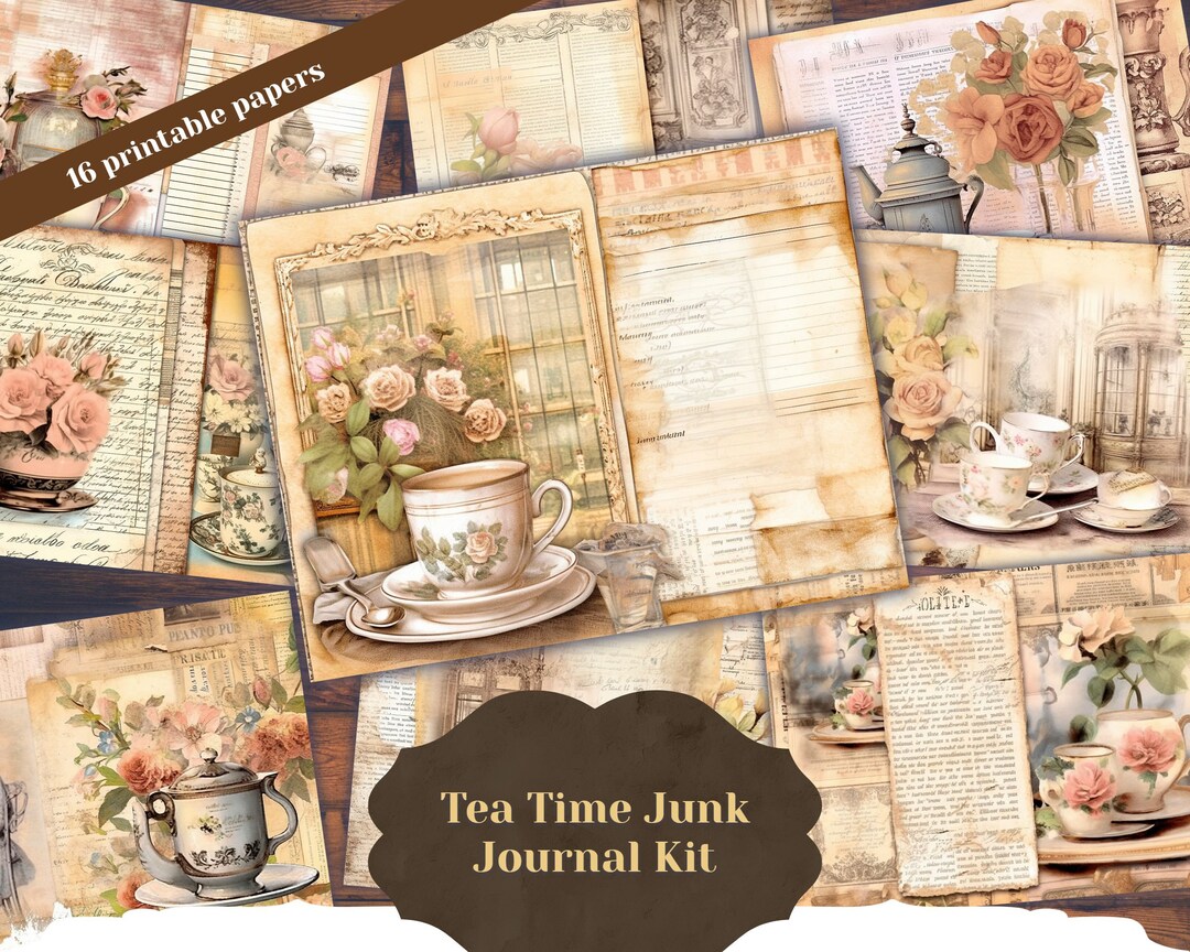 Vintage Tea Digital Junk Journal Kit, Collage Printable, Tea Theme ...