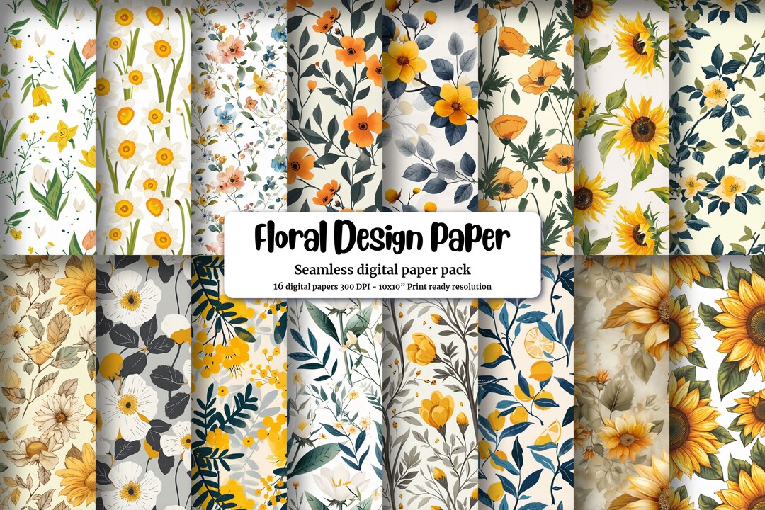 Luxury Seamless Pattern Digital Paper Watercolor Floral Designs With ...