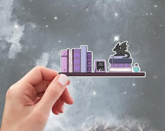 Fantasy Bookshelf Dragon Sticker