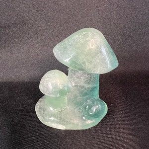Green Fluorite Mushroom Patch – Crystal Carving, Healing Stone, Fluorite Crystal Décor, One of a Kind