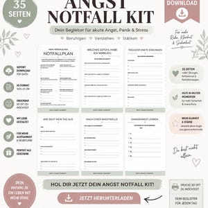 Kit de emergencia para la ansiedad | Cuaderno de trabajo de 35 páginas y apoyo para la ansiedad y el pánico | Calma tu sistema nervioso | PDF imprimible A5 | Descarga instantánea