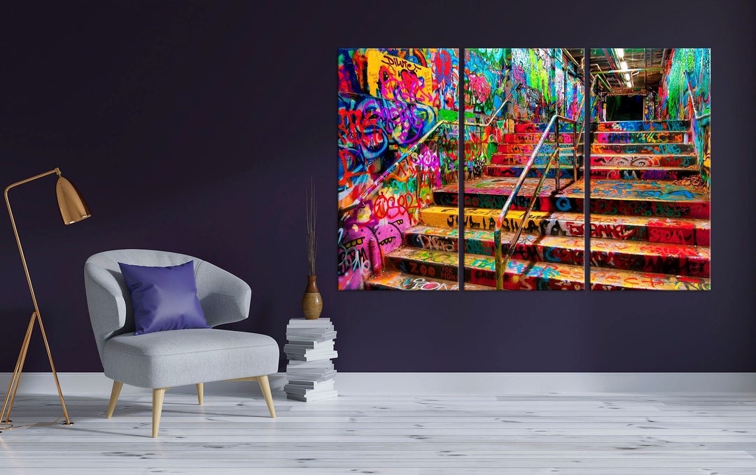 Urban Art Canvas Graffiti Print Wall Art New York Colorful Etsy