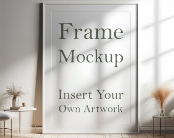 White Frame Mockup: Poster & Print Art Display (PSD, PNG, JPEG Digital Download)