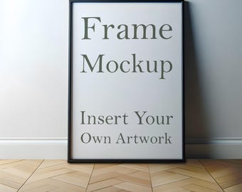 Black Frame Mockup: Poster Art Display (PSD, JPEG, PNG)