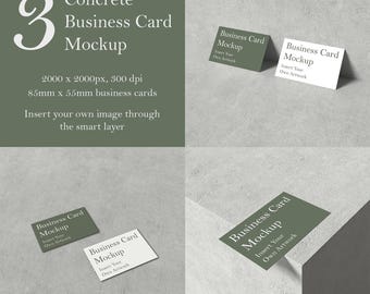 Concrete Business Card Mockup: PSD Template (Digital Download)