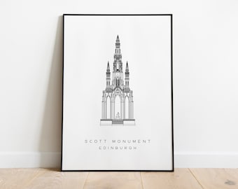 Ilustración de la línea del monumento a Scott