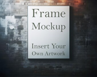 Industrial Dark Frame Mockup: Print Art Display (PSD, JPEG, PNG)