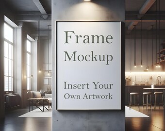 Maqueta de marco para sala de estar industrial: Póster vertical PSD (descarga digital)