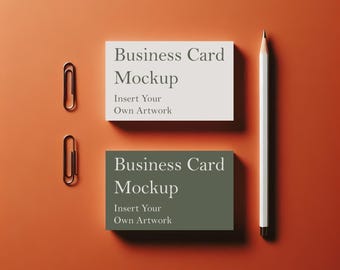 Burnt Orange Business Card Mockup: PSD Template (Digital Download)