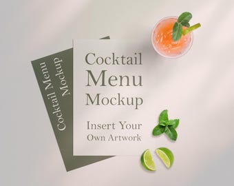 Paquete de maquetas PSD de menú de cócteles (descarga digital)