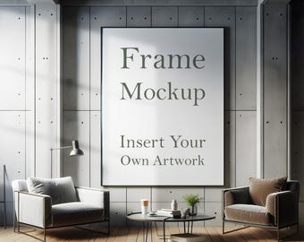 Maqueta de marco interior industrial: Póster vertical para sala de estar (PSD, JPEG, PNG)