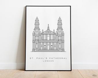 Ilustración lineal de la catedral de San Pablo