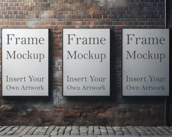 Triple Frame Mockup: Industrial Style PSD Poster Mockup (Digital Download)