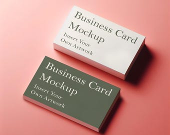 Light Red Business Card Mockup: PSD Template (Digital Download)