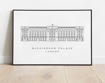 Ilustración lineal del Palacio de Buckingham