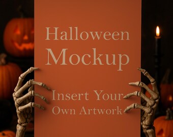 Halloween Skeleton Poster Mockup: A4 PSD (Digital Download)