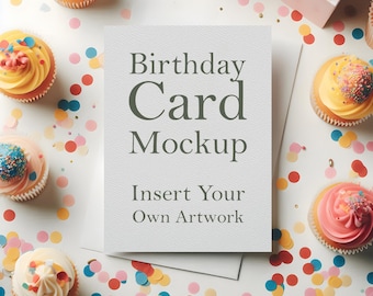 Maqueta de tarjeta de cumpleaños: Plantilla PSD de 5x7 (Descarga digital)