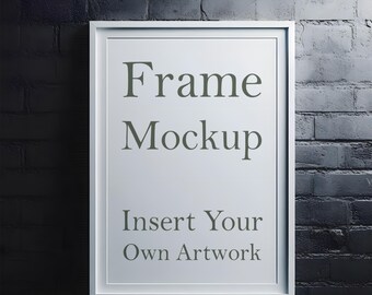 Industrial White Frame Mockup: Dark Setting Poster Art (PSD, JPEG, PNG)