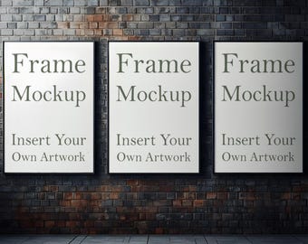Triple Frame Mockup: Industrial Style PSD Poster Mockup (Digital Download)