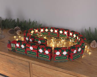 Calendario de Adviento imprimible con trenes navideños (PDF DIY)