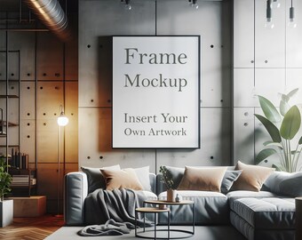 Maqueta de marco para sala de estar industrial: Póster vertical (PSD, JPEG, PNG)