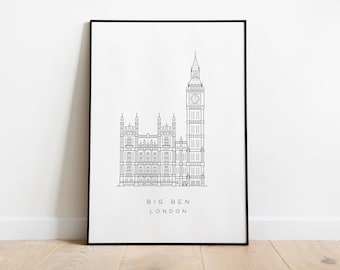 Ilustración lineal del Big Ben