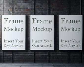 Industrial Triple Frame Mockup: PSD Poster Art Mockup (Digital Download)