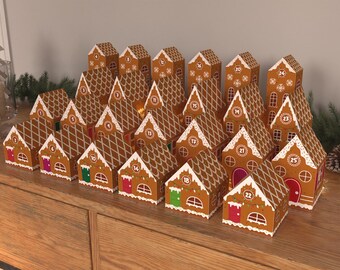 Calendario de Adviento imprimible de casitas de jengibre (DIY)