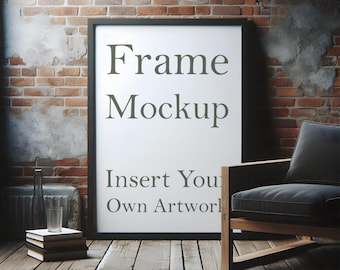 Black Frame Mockup: Industrial Style Poster Art (PSD, JPEG, PNG)