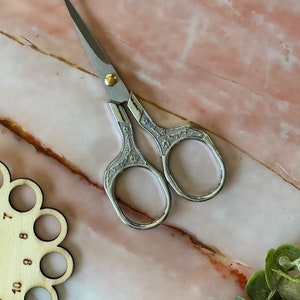 Small scissors, 5&quot; Silver and Gold Craft scissors, thread snips, Embroidery Scissors, crochet and knitting supplies, cross stitch scissors