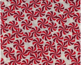 Christmas Cotton Fabric, Noel & Peppermints on White, 44" Wide 100% Cotton Quilting Fabric, Sold By the Yard