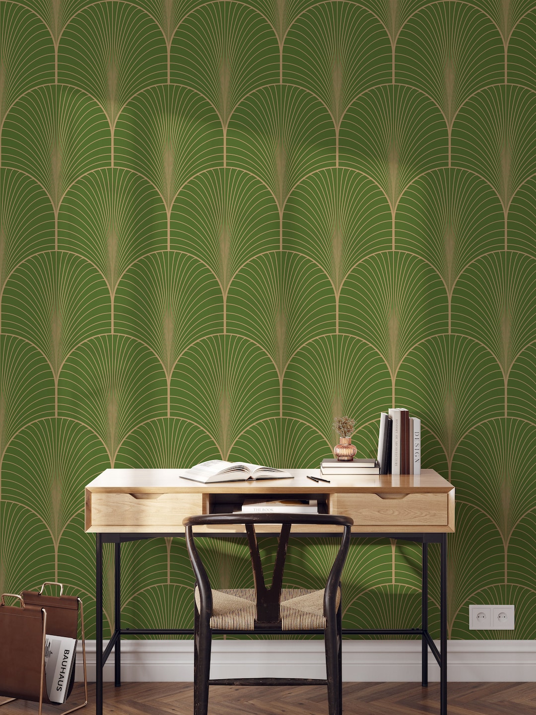Olive Green Art Deco Wallpaper Green Gold Arches Wallpaper Olive Green