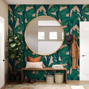 tropical leaf wallpaper, botanical leaves wallpaper, banana leaf wallpaper peel and stick, banana leaf wallpaper bedroom, tropical leaves mural, tropical banana leaf wallpaper , palm leaf self adhesive wallpaper