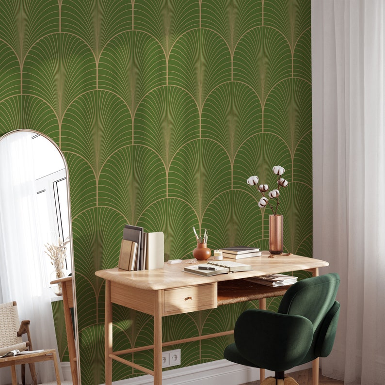 olive green wallpaper for walls, wallpaper olive green, olive green arches and gold wallpaper, olive green pattern wallpaper, art deco green wall , art deco self stick wallpaper, art deco wall mural wallpaper, green and gold geometric wallpaper