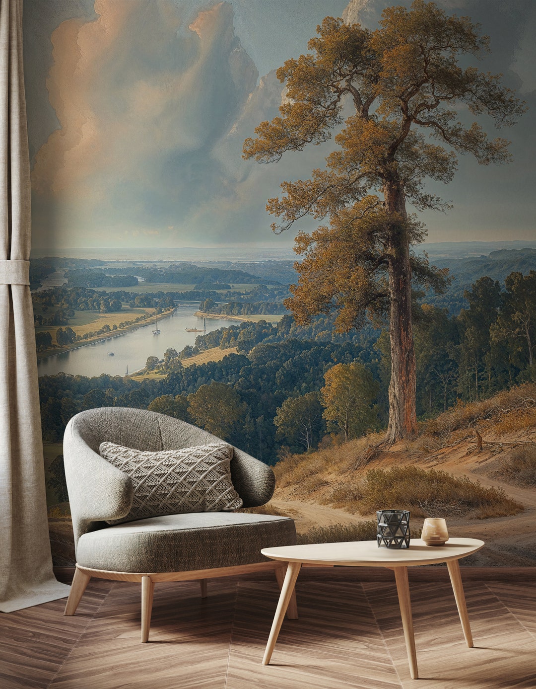 Scenic Wallpaper Mural | Rural Landscape Wallpaper Peel and Stick ...
