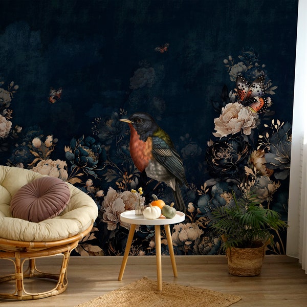 Navy Gold Wallpaper Etsy