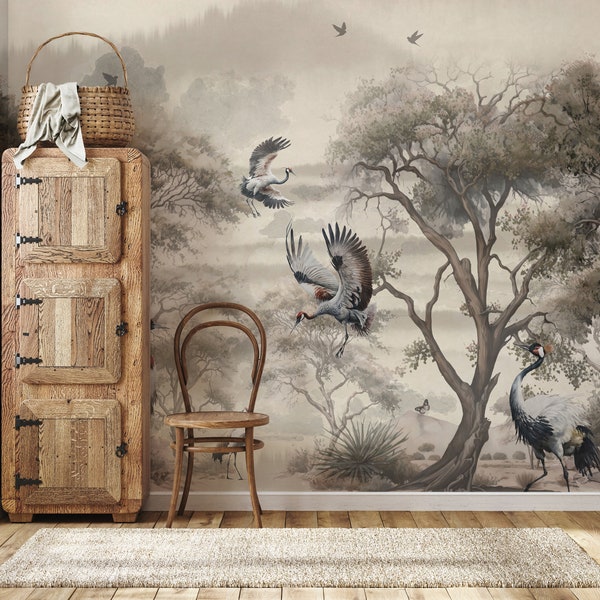 Crane Wallpaper - Etsy