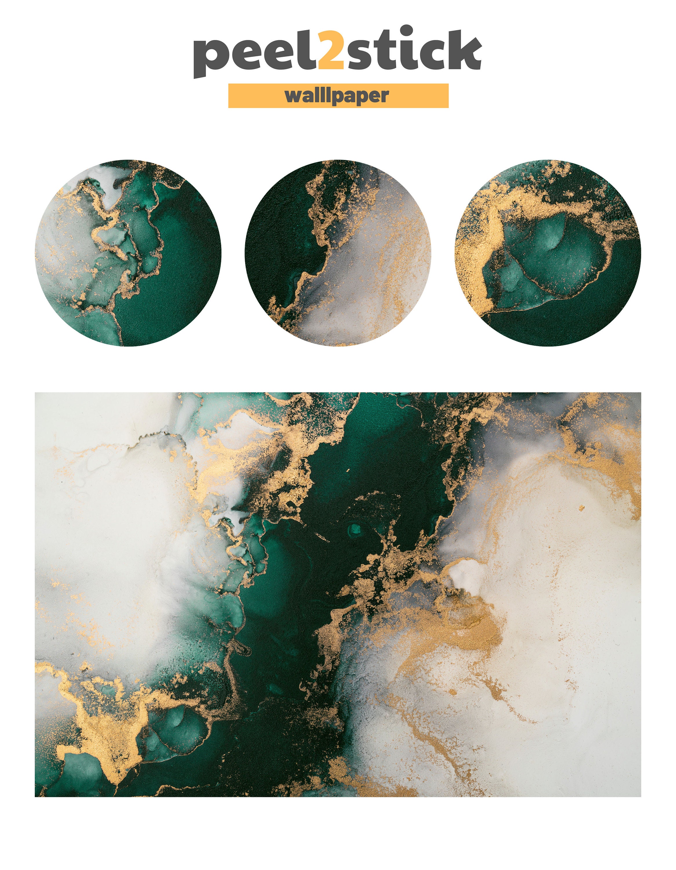 Dark Green Marble Wallpaper Mural | Marble Peel and Stick Wallpaper ...