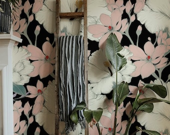 Pink Wallpaper Peel and Stick Floral | Vintage Floral Wallpaper | Floral Peel and Stick Wallpaper Vintage Pink | Garden Wallpaper