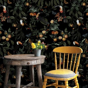 Dark Botanical Wallpaper Secret Garden at Night | Botanical Secret