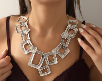 Handmade Silver Plated Geometric Bohemian Necklace